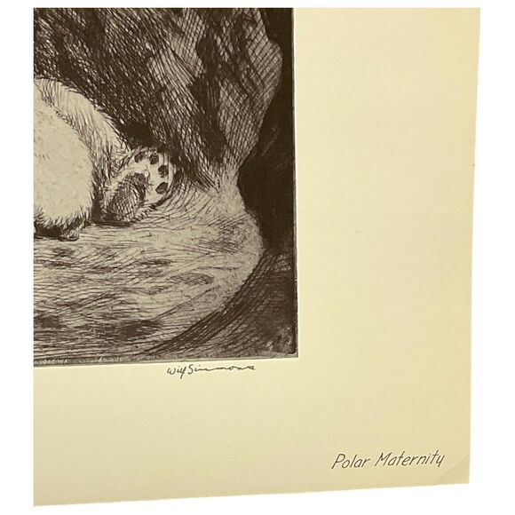 Will Simmons Polar Maternity Signed Etching Reproduction Nature Magazine - Picture 2 of 3